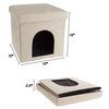 Pet Adobe Pet House Ottoman with Collapsible Multipurpose Bed and Footrest for Cat/Small Dogs (Microsuede Tan) 676140QYP